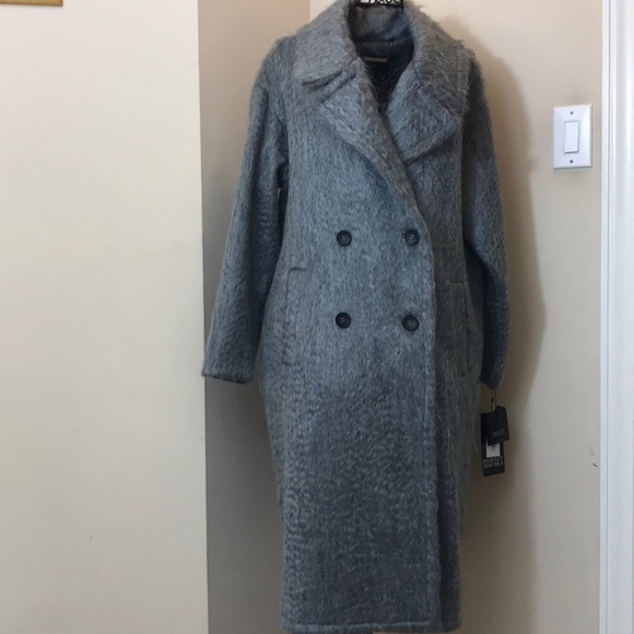 NWT Badgley Mischka Gray Mohair Blend Coat Size L - Picture 3 of 8